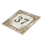 Beige Blütenblumen Zollnummer Unterschrift Fliese (Seite)