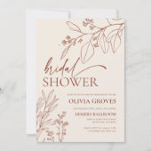Beige Blütendusche Botanische Bridal Einladung (Vorderseite)