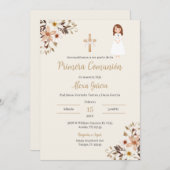 Beige Blütenkommune Einladung (Vorne/Hinten)