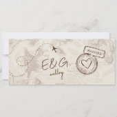 Beige Boarding Pass Hochzeit in Urlaubsort Qr Code Einladung (Rückseite)