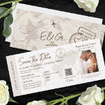 Beige Boarding Pass Travel Wedding Qr Code Einladung<br><div class="desc">Beige Boarding Pass Reisen Hochzeit QR Code Einladung. Matching-Elemente verfügbar.</div>