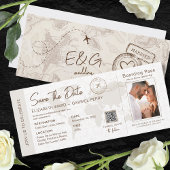 Beige Boarding Pass Travel Wedding Qr Code Einladung