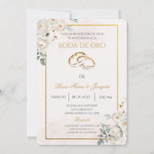 Beige Boda de oro editierbar Einladung