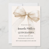 Beige Bogen elegant Quinceanera Einladung (Vorderseite)