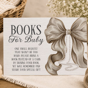 Beige-Bogen-Mädchen-Baby-Shower-Bücher für Baby Begleitkarte