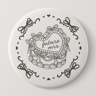 Beige Bogen Retro Herz Coquette Kuchen Brautmodens Button