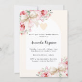 Beige Bogen rosa Blumenböden Brautparty Einladung (Vorderseite)