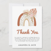 Beige Bohemisch Gevor Baby Dusche Dankeskarte (Vorderseite)
