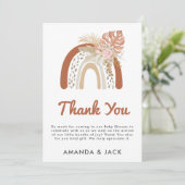 Beige Bohemisch Gevor Baby Dusche Dankeskarte (Stehend Vorderseite)