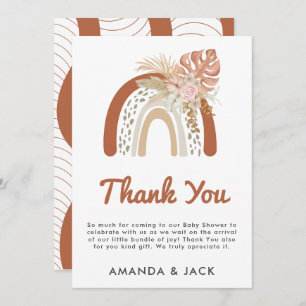 Beige Bohemisch Gevor Baby Dusche Dankeskarte