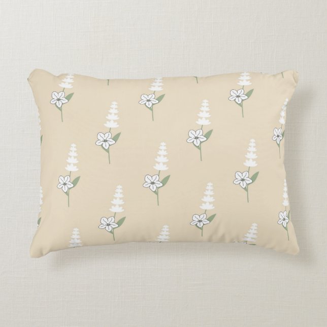 Beige Bohemisches botanisches Muster Dekokissen (Vorderseite)