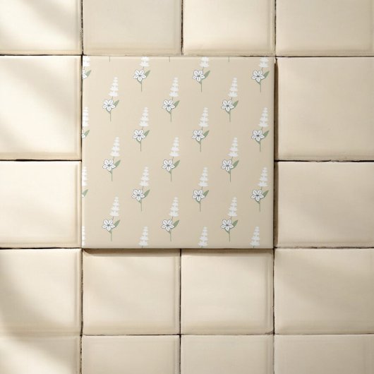 Beige Bohemisches botanisches Muster Fliese