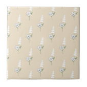 Beige Bohemisches botanisches Muster Fliese (Vorderseite)