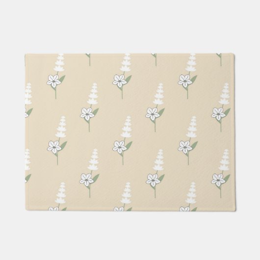 Beige Bohemisches botanisches Muster Fußmatte (Vorderseite)