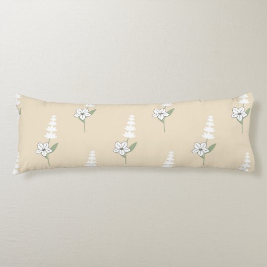 Beige Bohemisches botanisches Muster Seitenschläferkissen (Vorderseite)