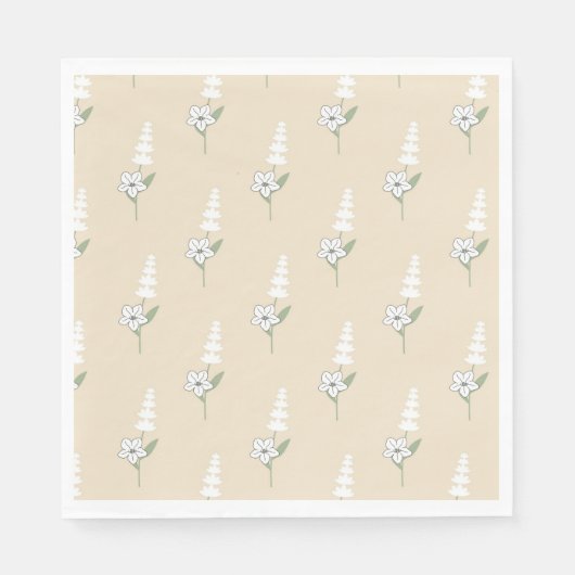 Beige Bohemisches botanisches Muster Serviette (Vorderseite)