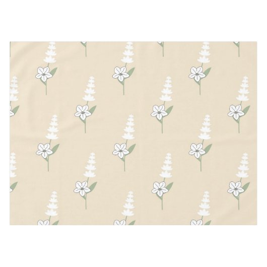 Beige Bohemisches botanisches Muster Tischdecke (Vorderseite (Horizontal))