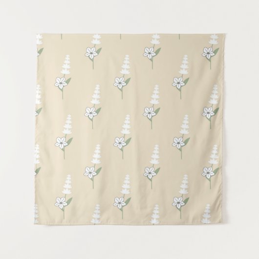 Beige Bohemisches botanisches Muster Wandteppich (Vorderseite)