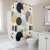 Beige böhmische, geometrische abstrakte Punkte Duschvorhang (Beispiel)