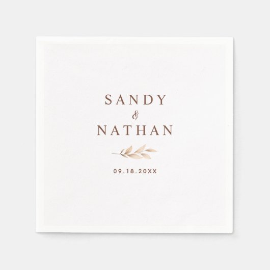 Beige Boho Blatt Wedkin Napkin Serviette (Vorderseite)