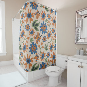 Beige Boho Blume Duschvorhang
