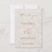 Beige Boho Chic Foto Wedding Dankeskarte (Vorderseite)