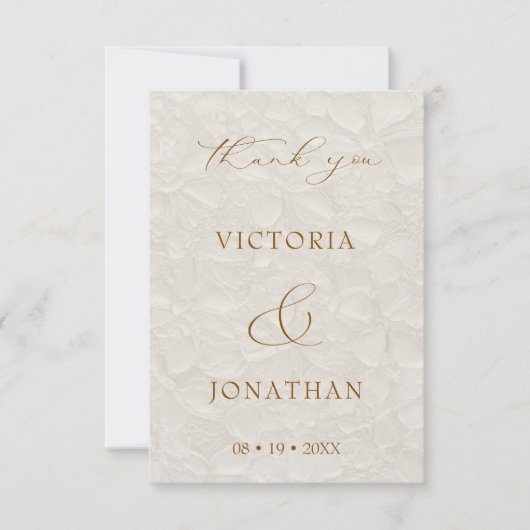 Beige Boho Chic Foto Wedding Dankeskarte (Vorderseite)