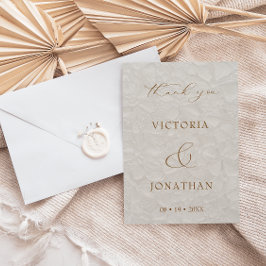 Beige Boho Chic Foto Wedding Dankeskarte