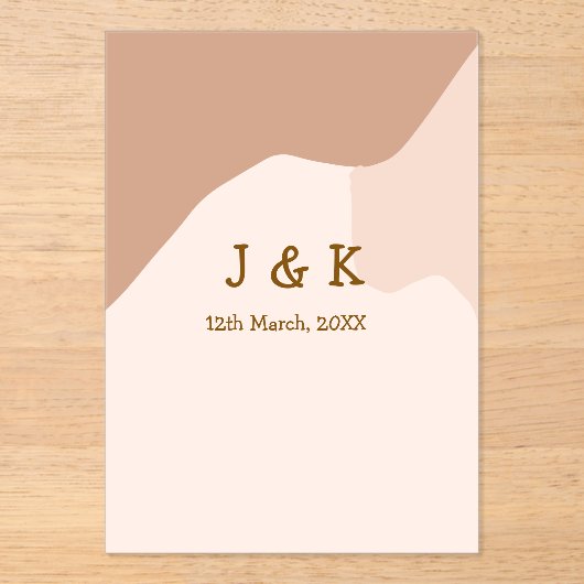 Beige boho curvy orange Brautdatum Acryleinladungen (Vorderseite)