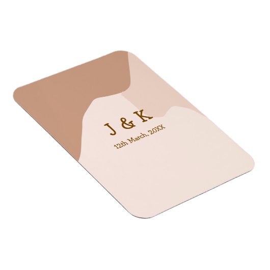 Beige boho curvy orange Brautdatum Magnet (Rechte Seite)