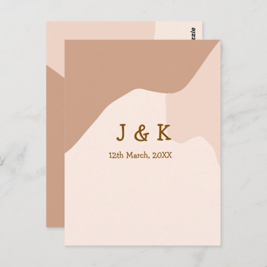 Beige boho curvy orange Brautdatum Postkarte (Vorne/Hinten)