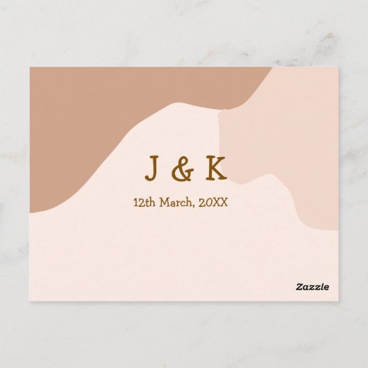 Beige boho curvy orange Brautdatum Postkarte (Rückseite)