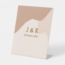 Beige boho curvy orange Brautdatum Sockelschild