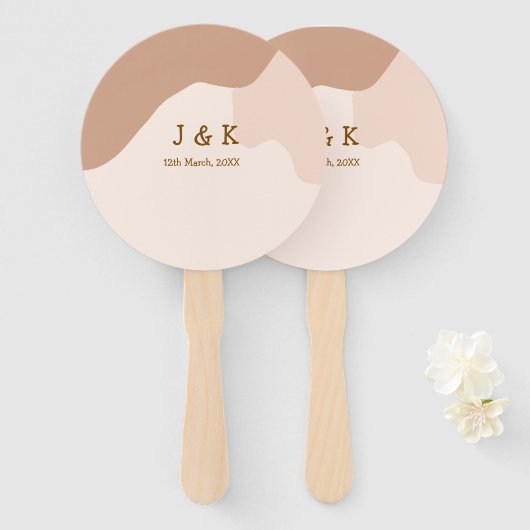 Beige boho curvy orange wedding name date fächer (Vorne und Hinten)