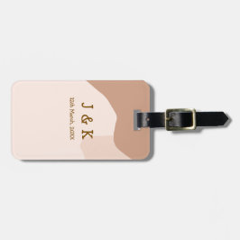 Beige boho curvy orange wedding name date gepäckanhänger
