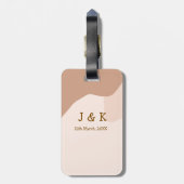 Beige boho curvy orange wedding name date gepäckanhänger (Rückseite vertikal)