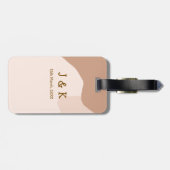 Beige boho curvy orange wedding name date gepäckanhänger (Rückseite horizontal)