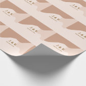 Beige boho curvy orange wedding name date geschenkpapier (Ecke)