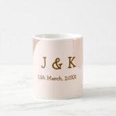 Beige boho curvy orange wedding name date kaffeetasse (Mittel)