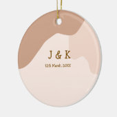 Beige boho curvy orange wedding name date keramik ornament (Links)