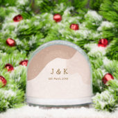 Beige boho curvy orange wedding name date schneekugeln (Weihnachten)