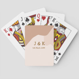 Beige boho curvy orange wedding name date spielkarten