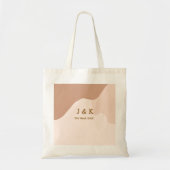 Beige boho curvy orange wedding name date tragetasche (Vorne)