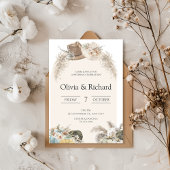 Beige Boho Floral Wedding Einladung