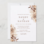 Beige Boho Floral Wedding Einladung (Vorderseite)