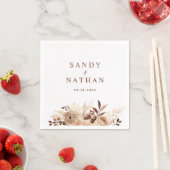 Beige Boho Floral Wedding Napkin Serviette (Beispiel)