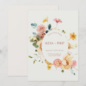 Beige Boho Floral Wedding Save the Date Einladung (Vorne/Hinten)