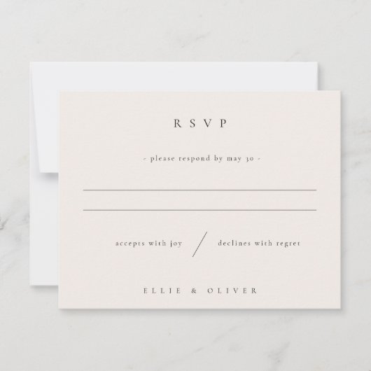 Beige Boho Foto Wedding Modern RSVP Karte (Vorderseite)