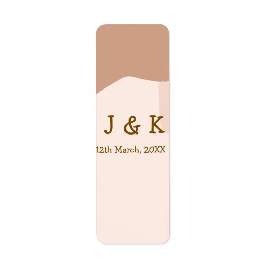 Beige Boho kurvige orange Hochzeit Name Datum (Vorne)