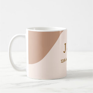 Beige Boho kurvige orange Hochzeit Name Datum Kaffeetasse